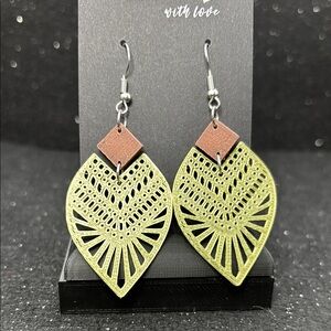 Gold and Brown Geometric Earrings